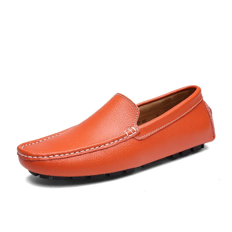 Footwear Orange Driving Shoes Premium Leather Men's Driving