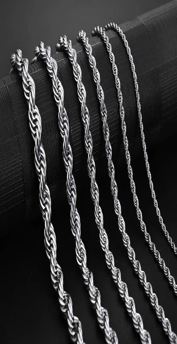 Edelstahl Seil Kette Halskette 25mm Nie Verblassen Wasserdicht Choker Halsketten Männer Frauen Hip Hop Schmuck 316L Silber Chain4413997