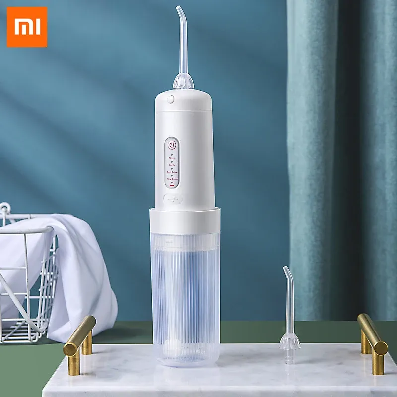 Irrigator Xiaomi Portable Oral Irrigator Dental Irrigator Teeth Bucal Tooth Cleaner Waterpulse 1400rpm 4 Modes IPX7 Teeth Water Flosser