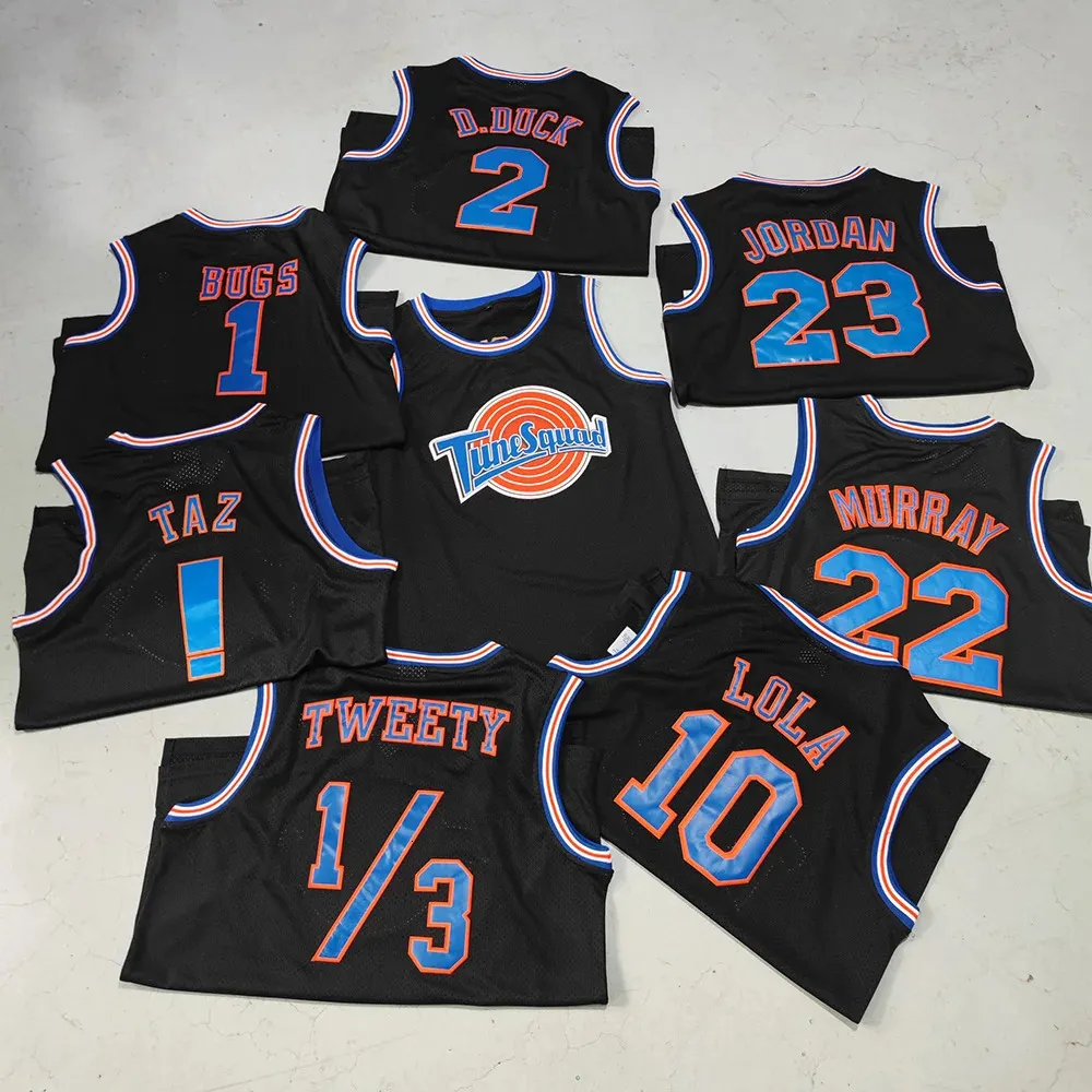 Trillest 9 BUGS 1 LOLA MURRAY 22 Black Tune Squad Basketball Jersey Hommes pour les uniformes de fête d'Halloween 240320