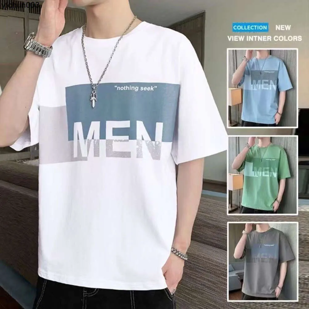 Camiseta de manga curta para homens verão fino solto roupas versão coreana tendência casual bonito