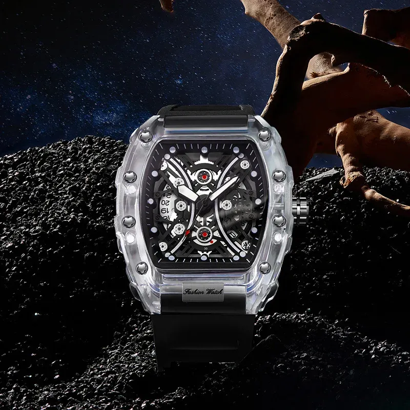 Obudowy luksusowe markę automatyczne zegarek mężczyźni swobodny sport gumowy pasek na rękę Lumous Waterproof 30 mm Mille Mechanical Watches