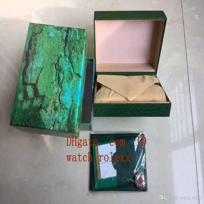 Luxus meistverkaufte Armbanduhren Grüne Uhr Original Box -Karte Holzkästen für ewige 116660 116610 Kosmographen Uhr MENS QUALITÄT238S