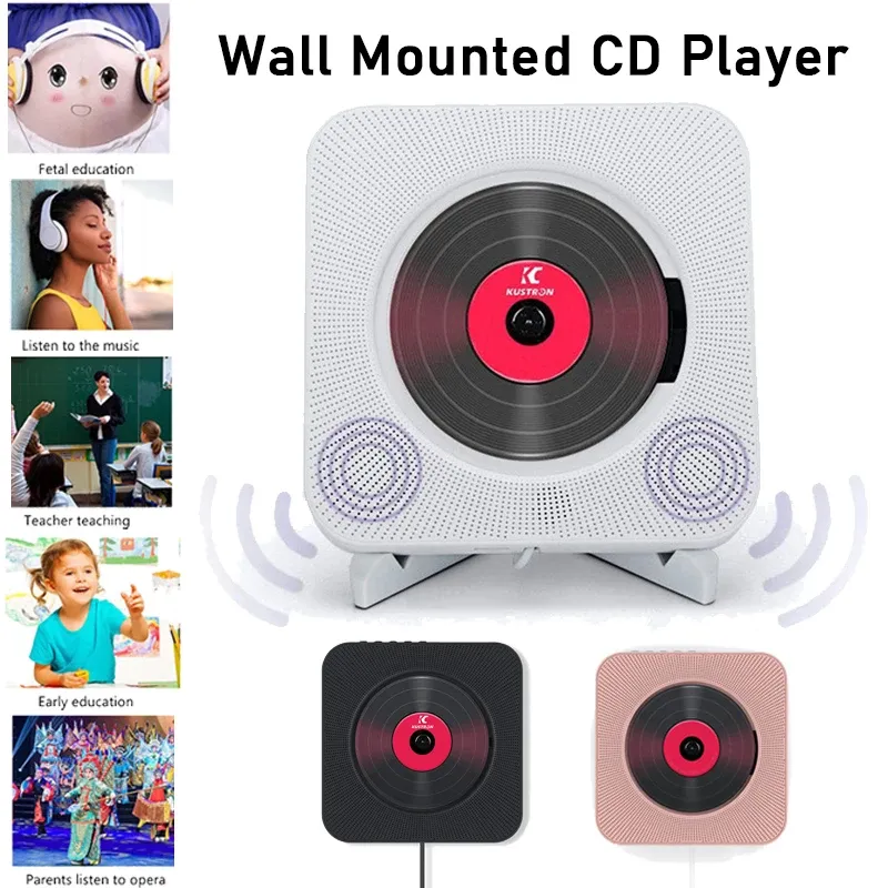 Speakers Wall Mounted CD Player Support Bluetooth USB Disk FM Radio TF Card Portable CD Music Player With Remote Control Builtin Speaker