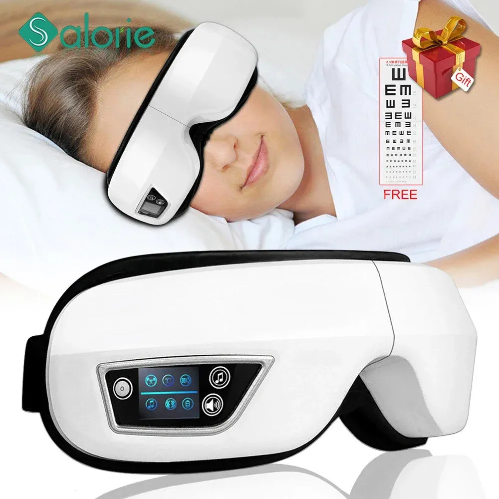 Eye Massager 6D Smart Airbag Vibration Eye Care Instrument Komprimera Bluetooth Eye Massage Glassar Trötthet Pouch Wrinkle 240314