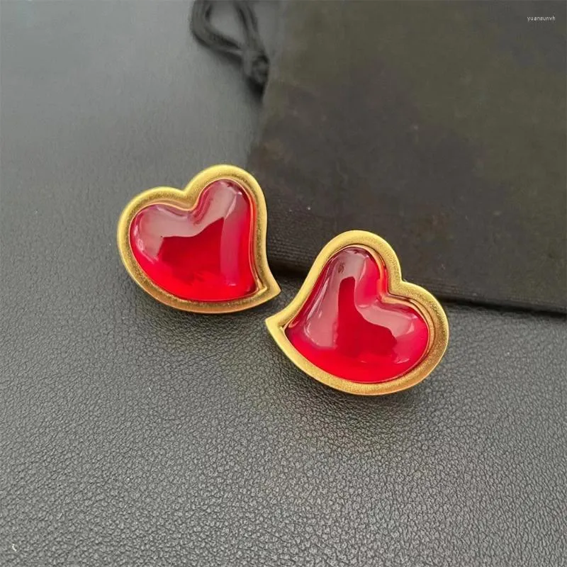Boucles d'oreilles à Reines Vintage classique coeur rouge Pendientes mode bijoux fête discothèque fille cadeau pour les femmes Aretes De Mujer