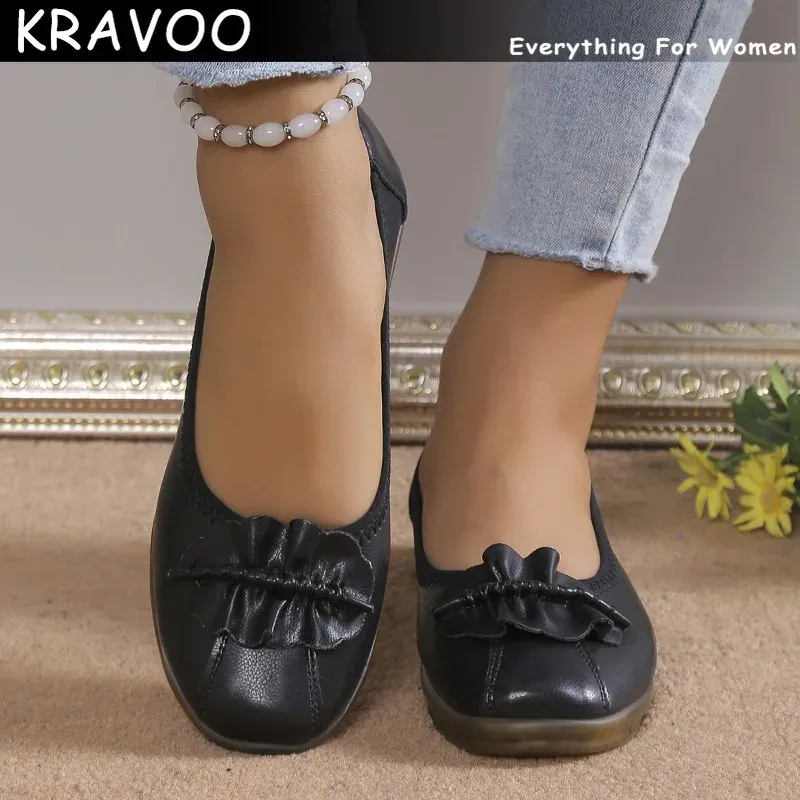 Chaussures kravoo vache tendon seme plate-forme femmes chaussures lotus leaf fleur slipon chaussures nues femelle feme