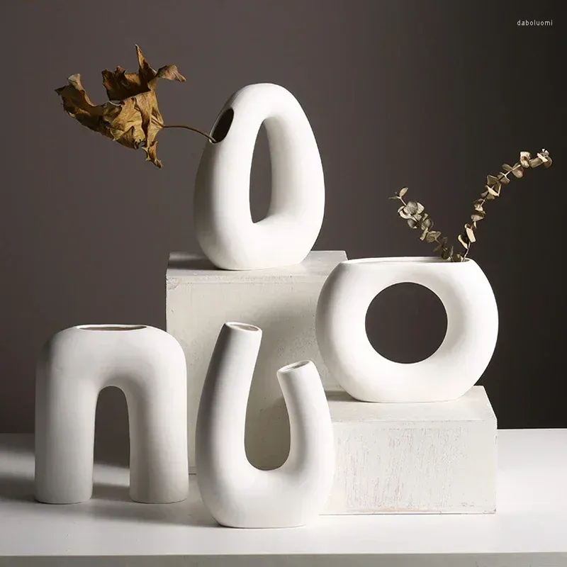 Wazony Vilead Nordic Ceramic wazon Nowoczesne ozdoby wielokrotne style do biurowej kuchennej pulpitu w jadalni domowy prezent rodzinny