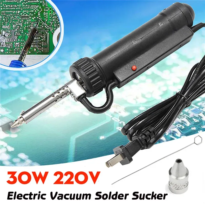 İpuçları 30W 220V Taşınabilir Elektrikli Vakum Lehim Emder Desoldering Emme Pompası Demir Tüfek Kalay Kaynak Onarım Aracı AB Fiş