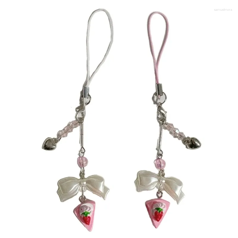 Keychains Sweet Strawberry Cake Phone Pendant Fashionable Bag Accessory for Everyday Use BX0C