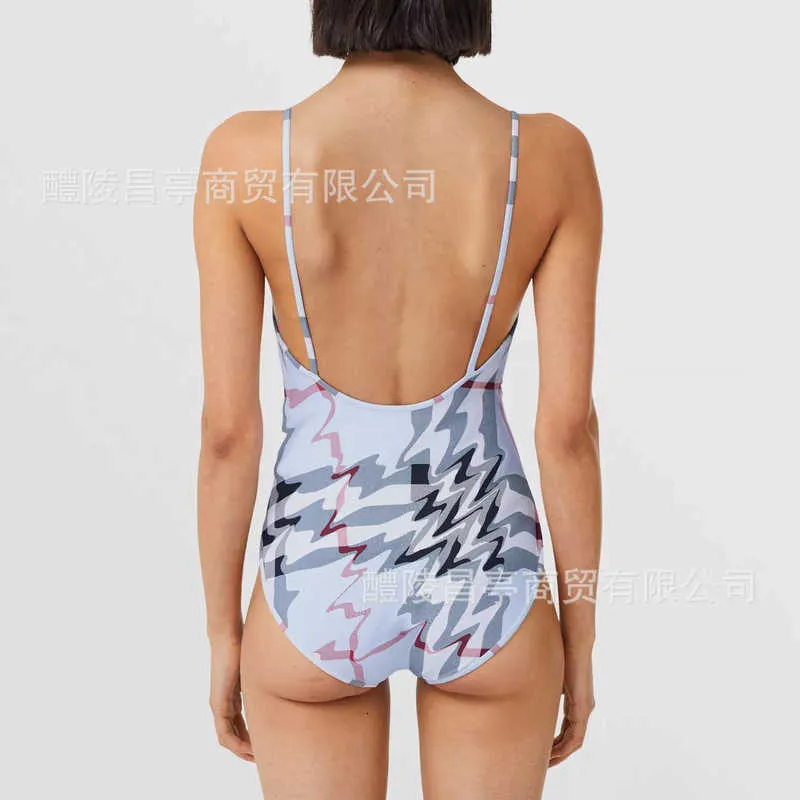 Women's Swimwear Designer Brand Bu13 New Swimsuit Stripe Milky White Three-point Backless Bikini One-piece 3YCN