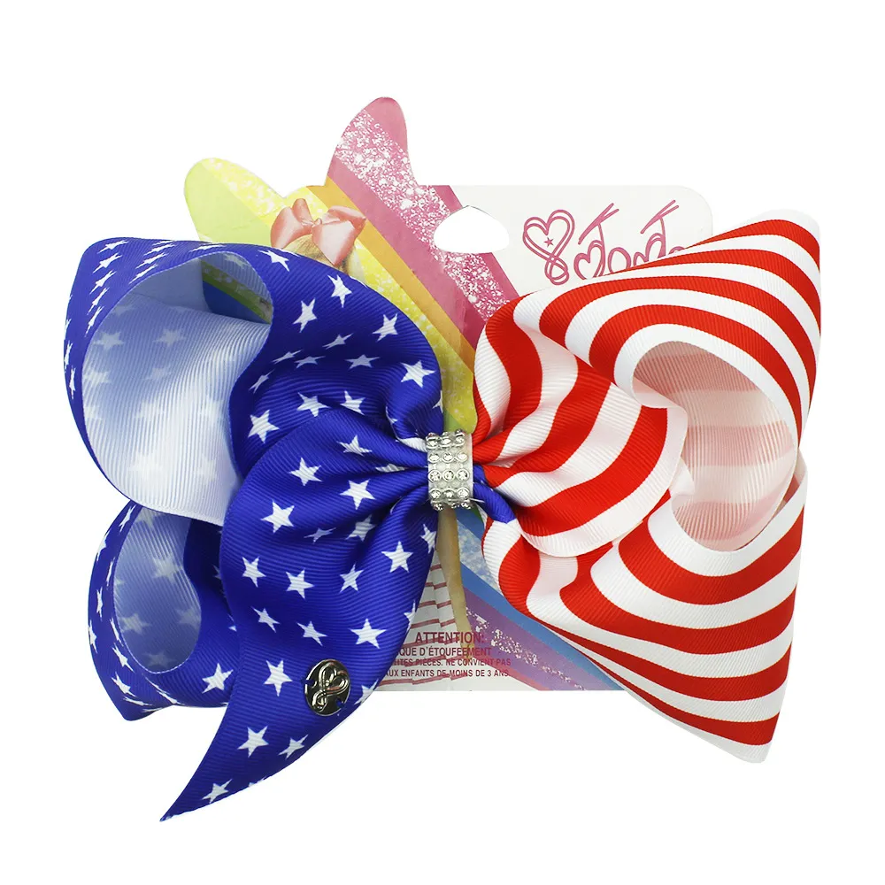 Kids Hair Accessories Bow Hair Clip Jojo 8-inch Big Bow Girl Hair Clips with card For School Baby