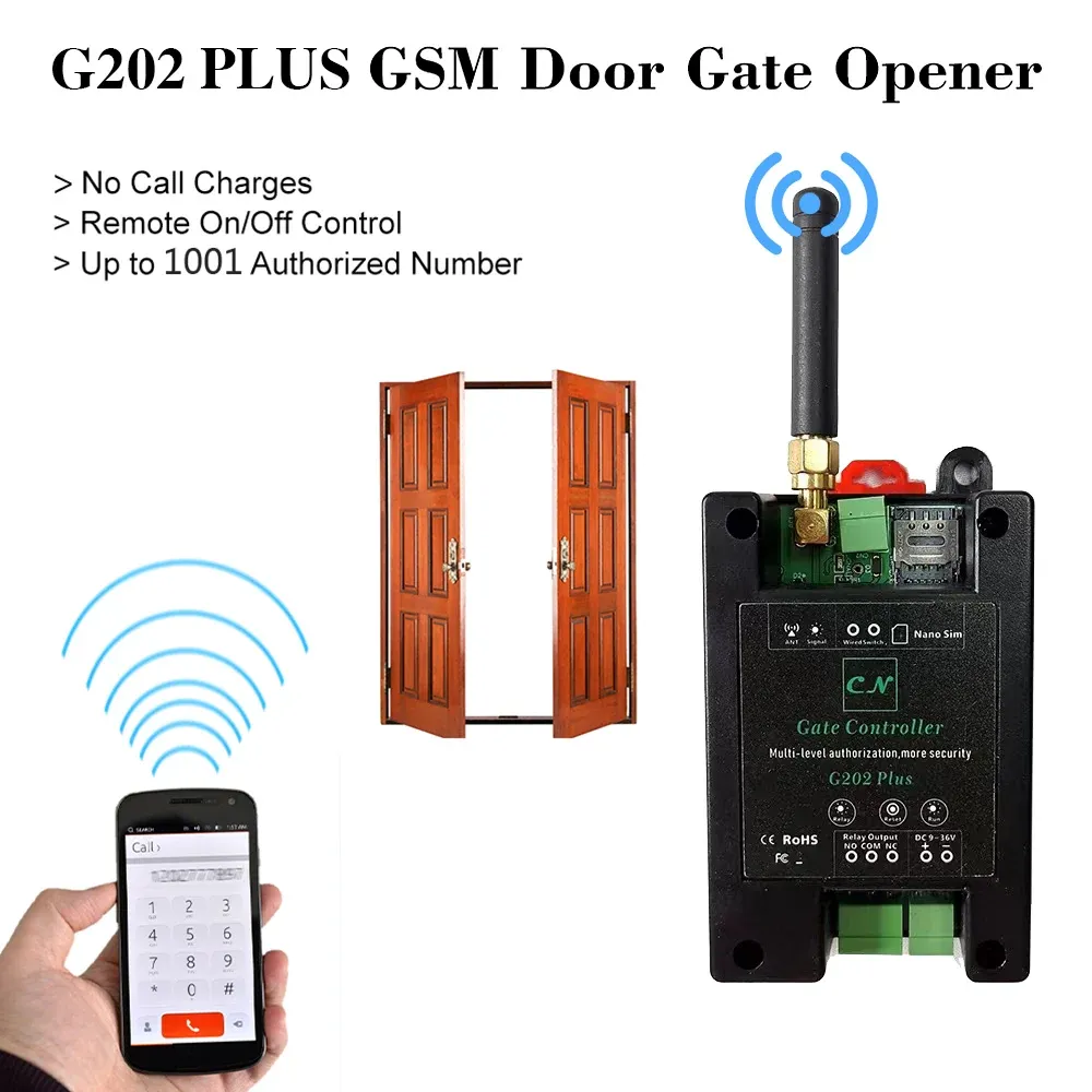 Kontroll GSM Dörrportöppnare Remote On/Off Relay Switch Fjärrkontroll Dörråtkomst Trådlös dörröppnare av Free Call SMS -kommando