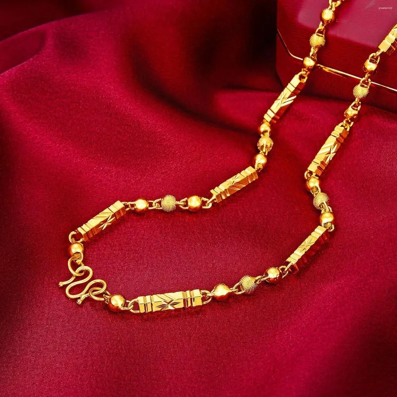 Choker Hip Hop 24K Gold Gold 5 mm-8 mm Heksagonalne koraliki męskie nędzne prezent biżuterii