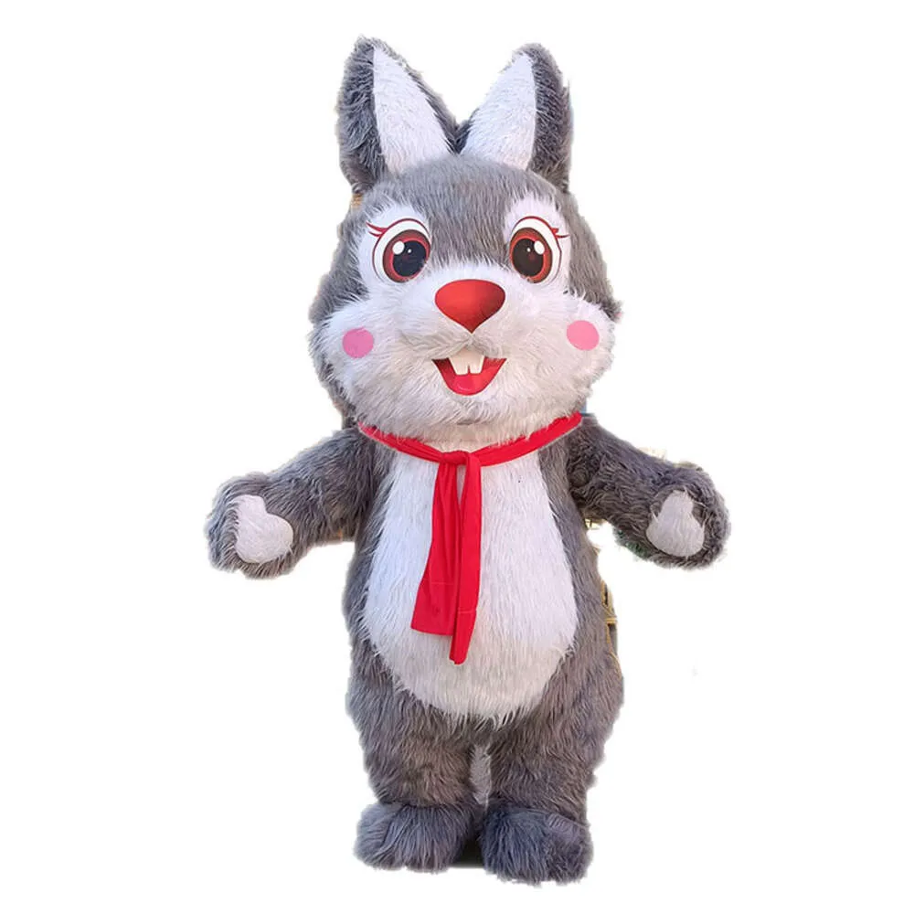 Mascot Costumes 2m/2.6m Cute Iatable Rabbit Costume Adult Furry Bunny Blow Up Mascot Suit Wearable and Walking Hare Dress for Events