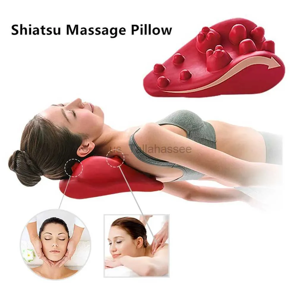 Massierendes Nackenkissen, rotes wasserdichtes Massagekissen für die Halswirbelsäule, simuliert menschliche Akupressur, Linderung von Kopf, Nacken, Rücken, Müdigkeit, mehrteilige Shiatsu-Massage 240322