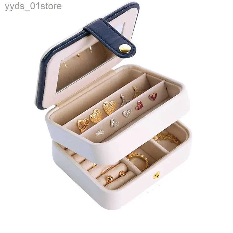 Smyckeslådor 2022 Nya enkla och bärbara juveler Box Ear Stud Storage Box Ring Casket Beauty Gift L240323