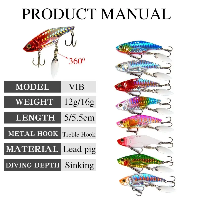 16/12G Tiebanlu Yemler Vib Spinning Pullar Uzun Deniz Balıkçılık Tatlı Su Yemleri Balıkçılık Takımı