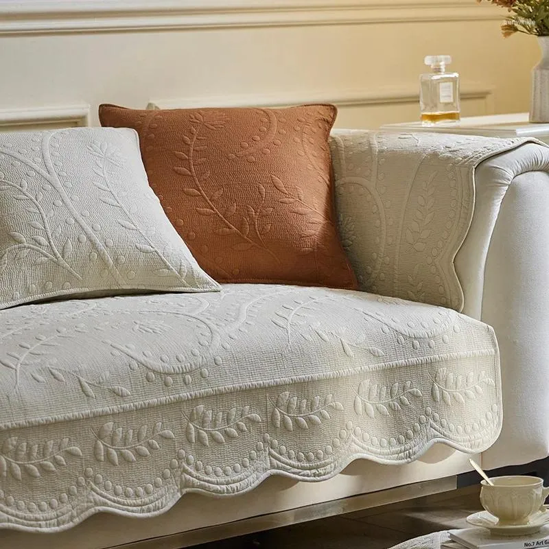Cadeira cobre bordado algodão lavado sofá almofada quatro estações universal antiderrapante tecido sala de estar capa