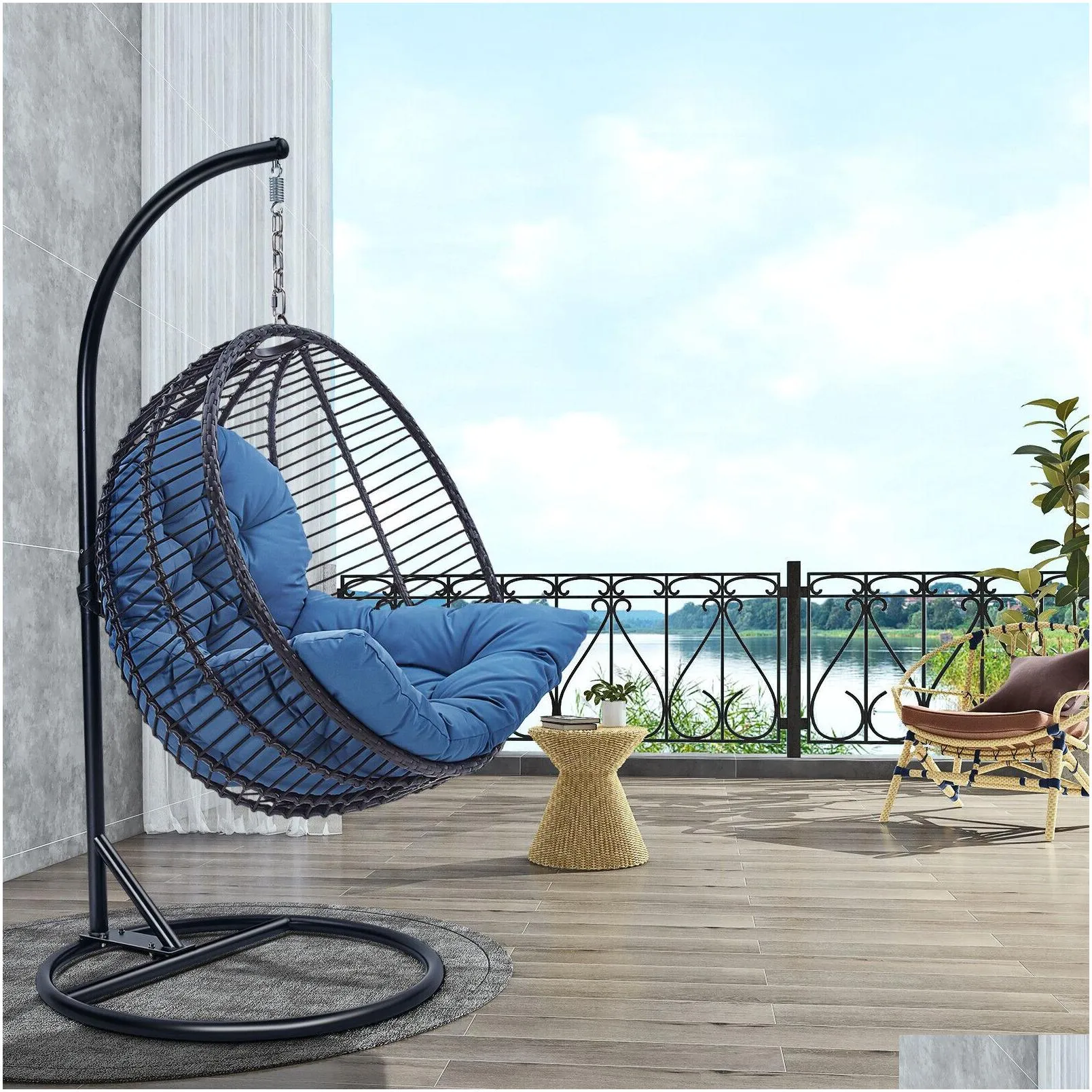 Hammocks Patio Hanging Egg Chair Outdoor Hammock Swing Stand Cushion Seat Drop Delivery Home Garden Furniture Otvjb