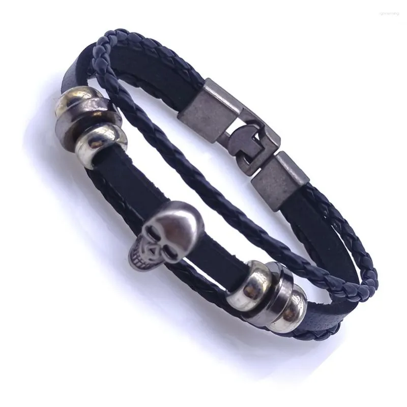 Strand 2024 Meerlaagse Schedel Lederen Armband Mannen Mode Multi-Layer Voor Jaar Sieraden Gift Groothandel