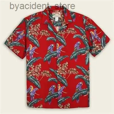 Camisas casuais masculinas nova camisa masculina estilo tropical havaiano papagaio impressão de manga curta ha camisa estilo cubano verão plus size casual l240320