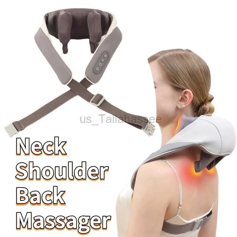 Oreillers de massage électrique pour le cou, les épaules et le dos, chauffant, trapèze, Massage musculaire, relaxation du cou, pétrissage 5D, Shiatsu, châle de Massage du corps des jambes 240322