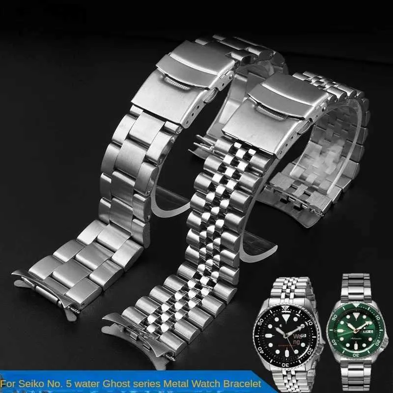 Watch Bands Stainless steel strap Skx007 009 stainless steel diving strap 22mm suitable for Seiko No. 5 Rolex Water Ghost series Srpd63 24323