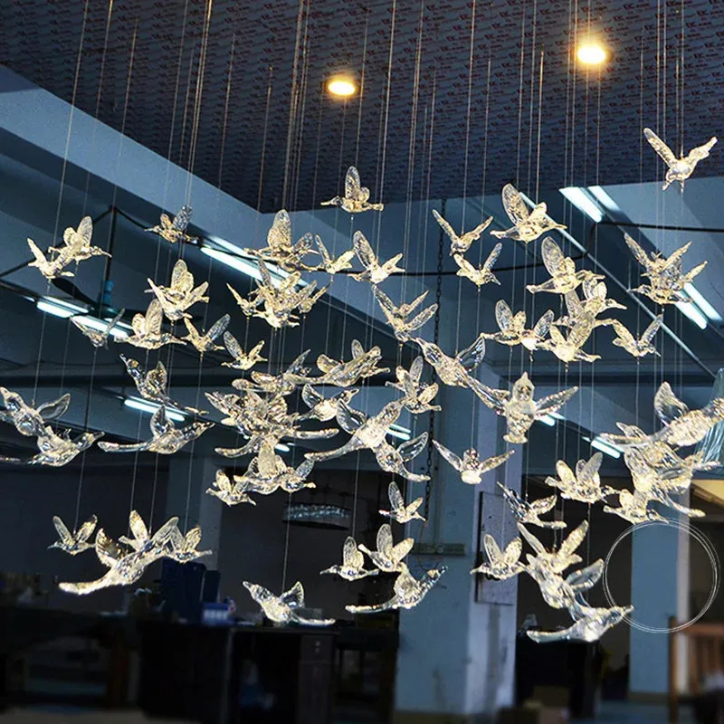 Colibrí europeo transparente acrílico pájaro gotas de agua techo aéreo decoración del hogar el escenario decoración de la boda accesorios 240315