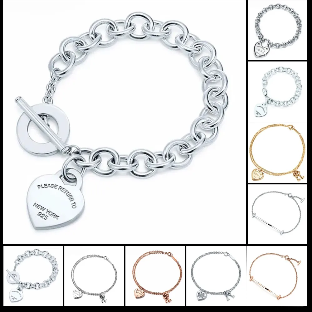 Projektant bransoletki srebrny Kluczowa kluczowa bransoletka prezent Wykwintny ślub damski prezent biżuterii biżuterii