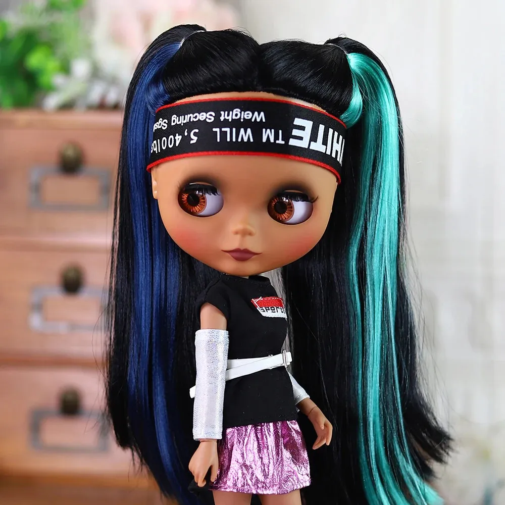 ICY DBS Blyth doll black skin matte face nude doll and set doll joint body the gift for boy girl 240315