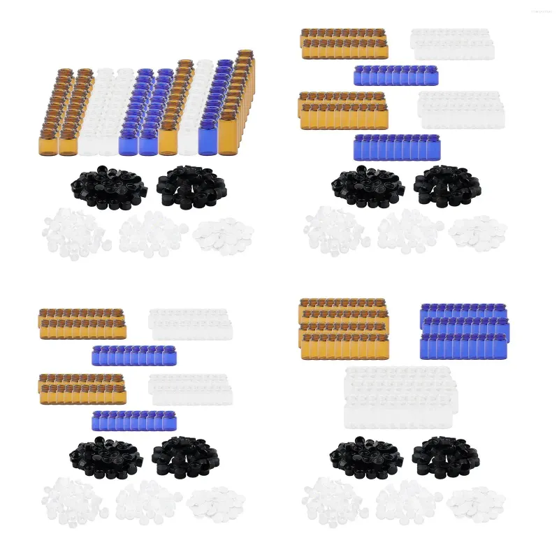 Lagringsflaskor 100 st eterisk olja med mössor litet flytande provflaska
