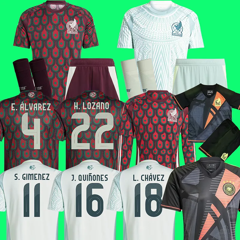 2024 México camisa de futebol LOSANO CHICHARITO ALVAREZ ROMO 24 25 camisa de futebol ALVARADO RAUL CORDOVA SANCHEZ QUINONES CHAVEZ Homens kit infantil uniforme mexicano goleiro