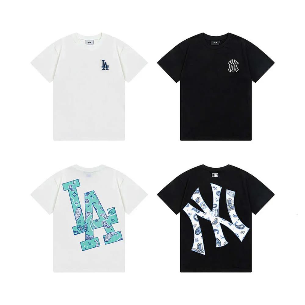 Trendigt varumärke cashewblomma tryckt broderad kortärmad casual t-shirt för män och kvinnor i samma stil, sportig trend