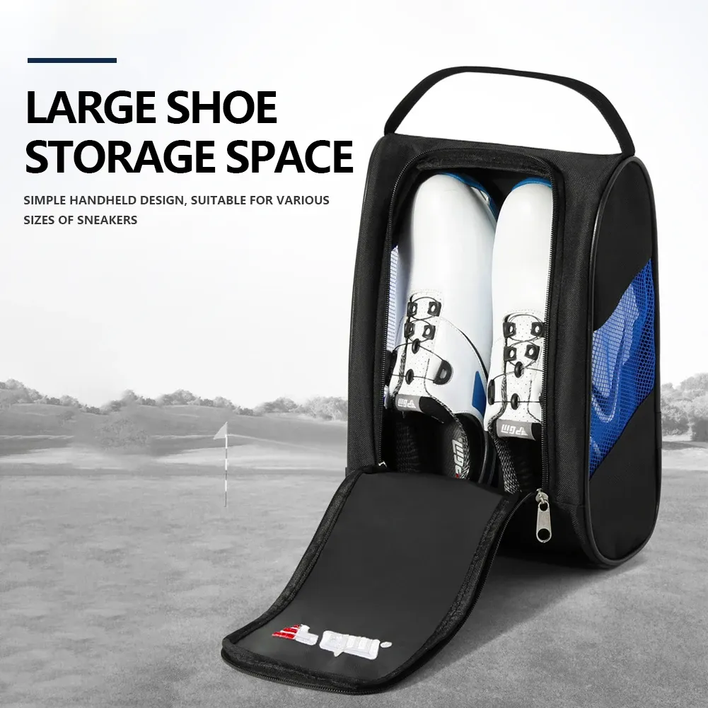Sacos unissex bolso sapato de golfe portátil náilon sapatos de viagem sacos com zíper portátil respirável ultraleve para esportes ao ar livre