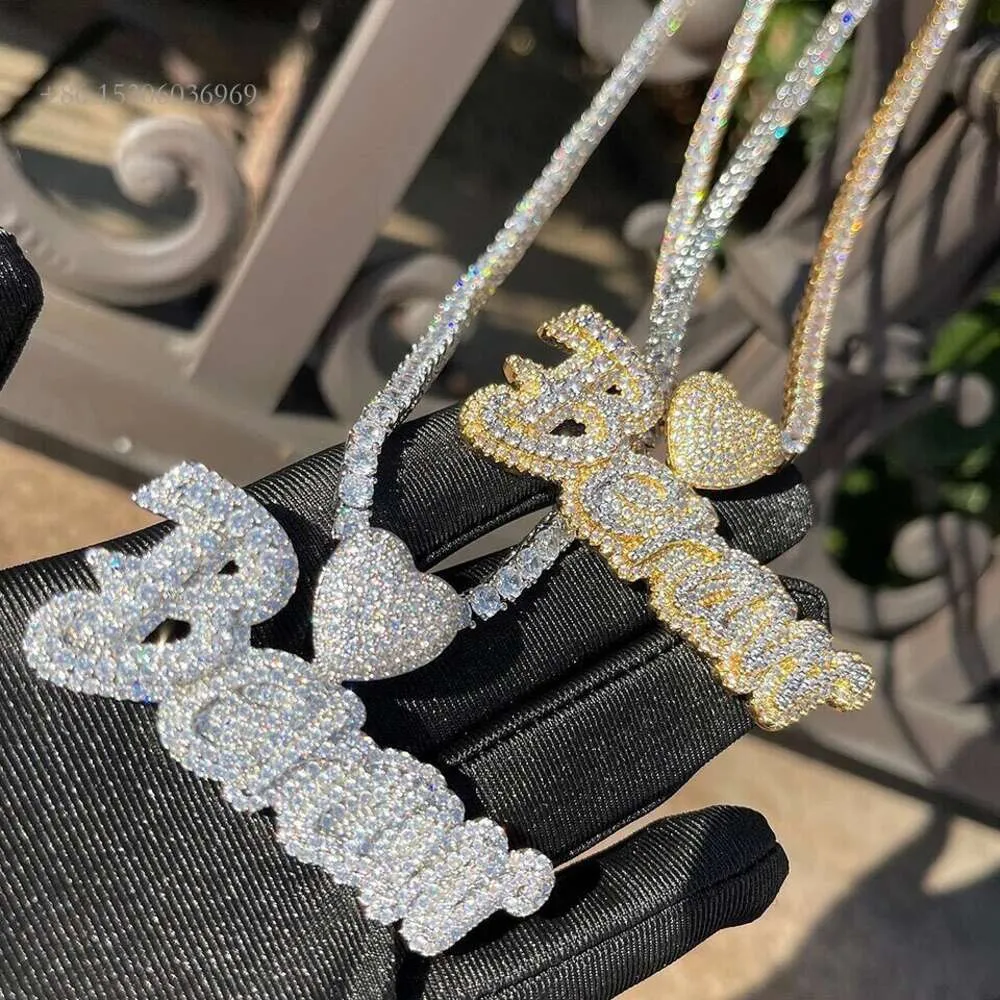 Sterling Silver Vvs Bubble Letter Custom VVS Moissanite Diamond