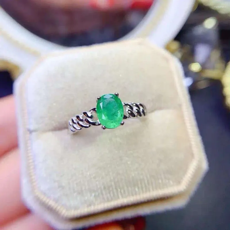 Cluster-Ringe Der neueste Smaragdring aus natürlichem und echtem 925er Sterlingsilber, edler Schmuck von höchster Qualität
