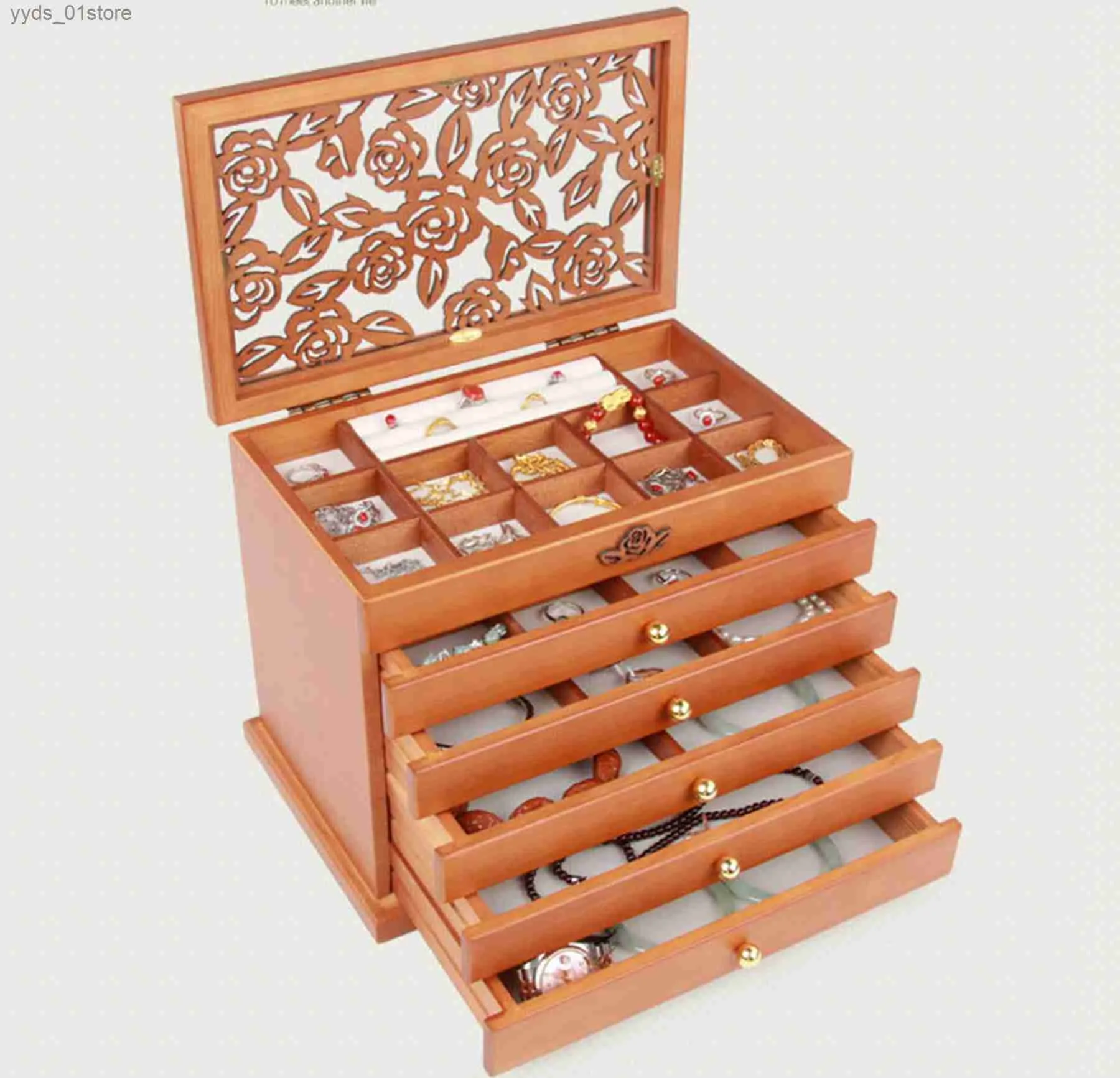 Jewelry Boxes Christmas Gift Smart Organizer % Wood Jewelry Box for Woman Jewelry Boxes for Storage Earrings Rings Necklace L240323