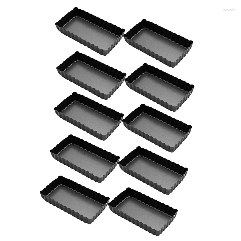 Moules de cuisson 10 Pack Mini Tarte Pans avec fond amovible Pan rectangulaire Moule à gâteau antiadhésif pour four et pot Insta