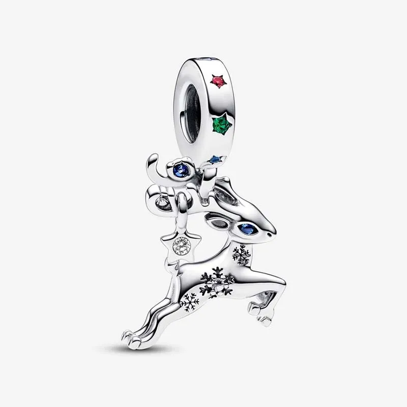 Christmas Reindeer Dangle Charm Pandoras 925 Sterling Silver Luxury Charm Set Armband Making Charms Designer Halsband Pendant Original Box Top Quality Wholesale