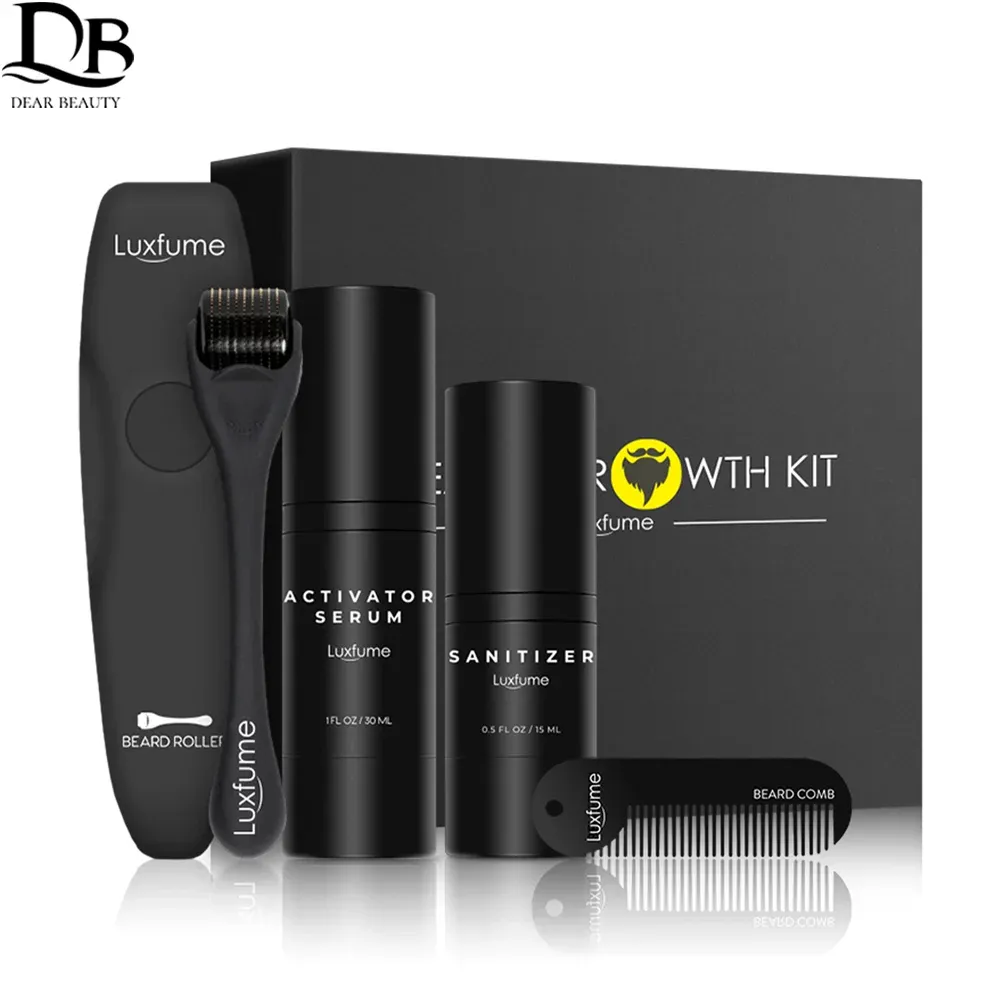 Ferri da stiro 4 pezzi/set Kit per la crescita della barba Barba per capelli facciali Crescita rapida e ispessimento, nutre e idrata la barba