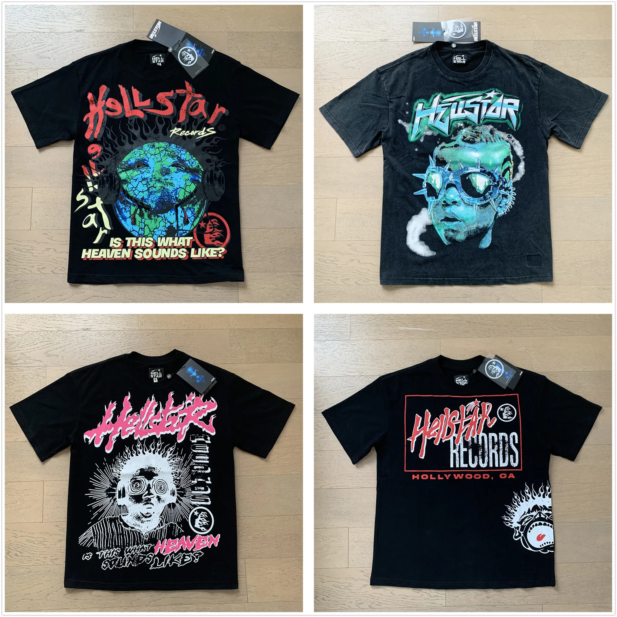 Män tshirt designer nens plus tees hellstar t kort ärm tshirts topps high street shirt casual hip hop front och baktryckt porträtt a1