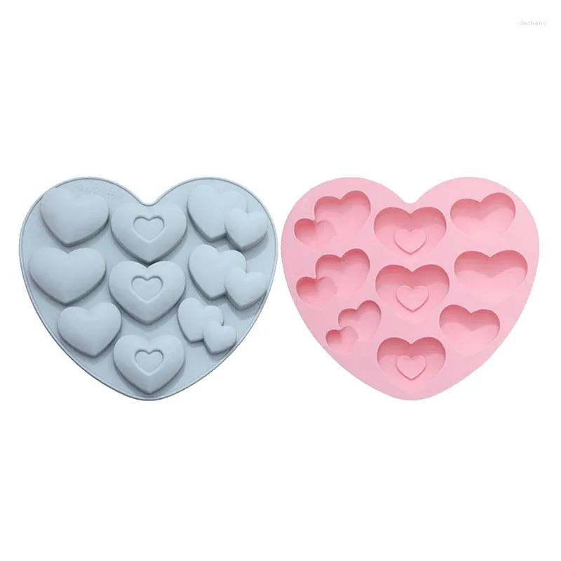 Bakvormen xD-2 pc's hartchocolade siliconen vormen 9 gaten niet-stokvorm voor het maken van jelly candy dessert