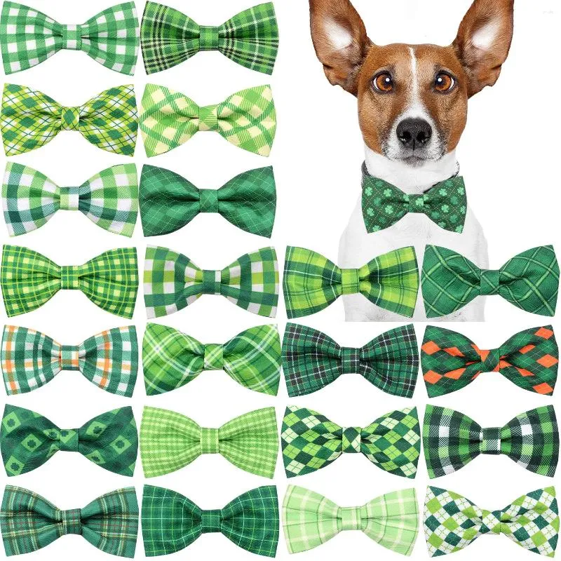 Hundkläder 50/100st St Patrick's Day Bows avtagbar krage Pet Bow Tie Accessories levererar små bowties