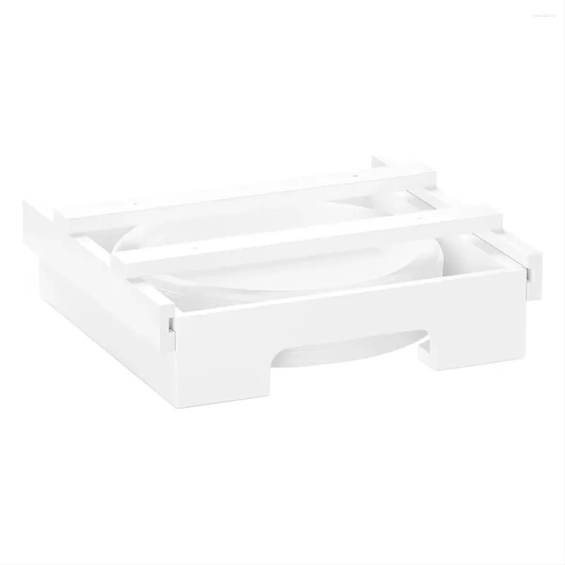 Kitchen Storage 10-Inch Paper Plate Dispenser Under Cabinet Bamboo Plates Holder Counter Vertical White