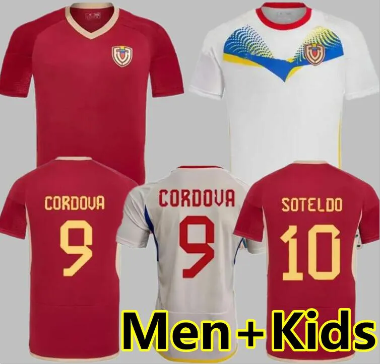 2024 2025 Venezuela Futebol Jerseys 24/25 National Team Football Shirt Camisetas Copa América CORDOVA SOTELDO RINCON BELLO SOSA RONDON Homens Kit Kids