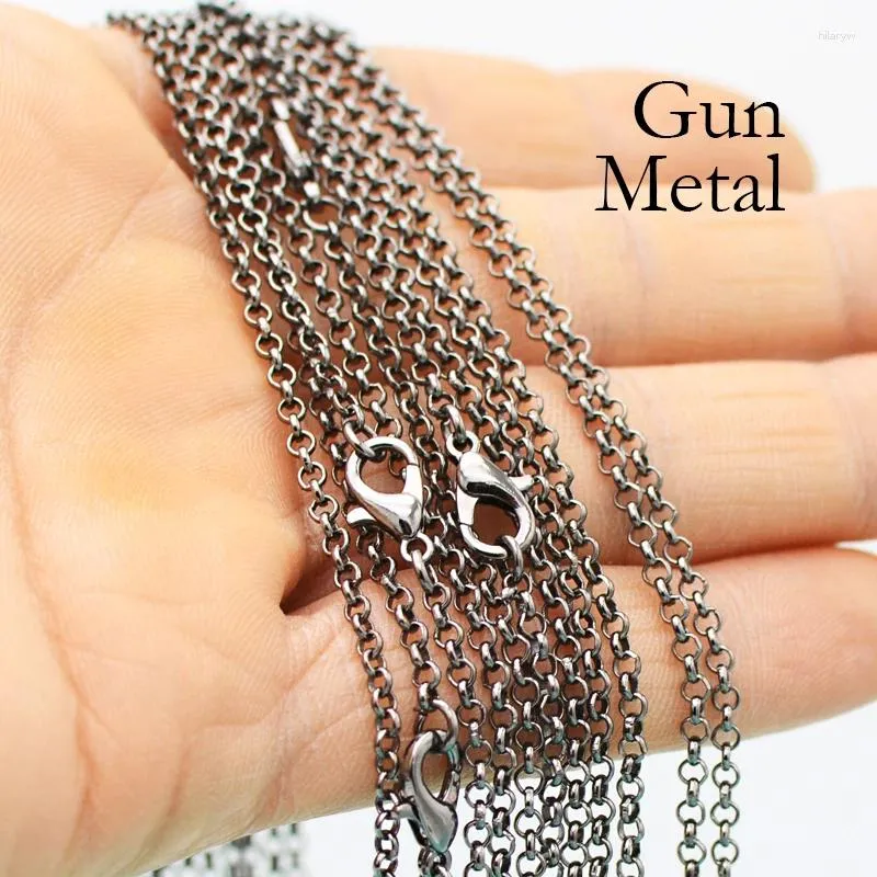 Kettingen 50 stuks - 18 24 30 inch Gun Metal Chain Groothandel Rolo Link Ketting Goud Kleur Zilver Brons Koper Voor Vrouwen Sieraden maken