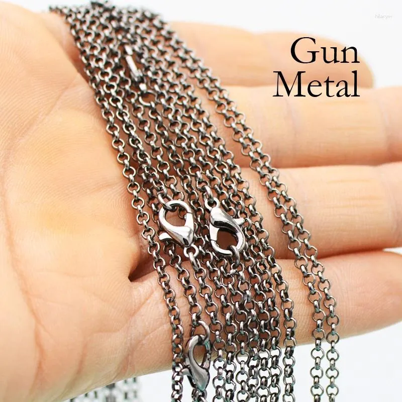 Correntes 50 pcs - 18/24/30 polegadas Gun Metal Chain Atacado Rolo Link Colar Cor de Ouro Prata Bronze Cobre para Mulheres Jóias Fazendo