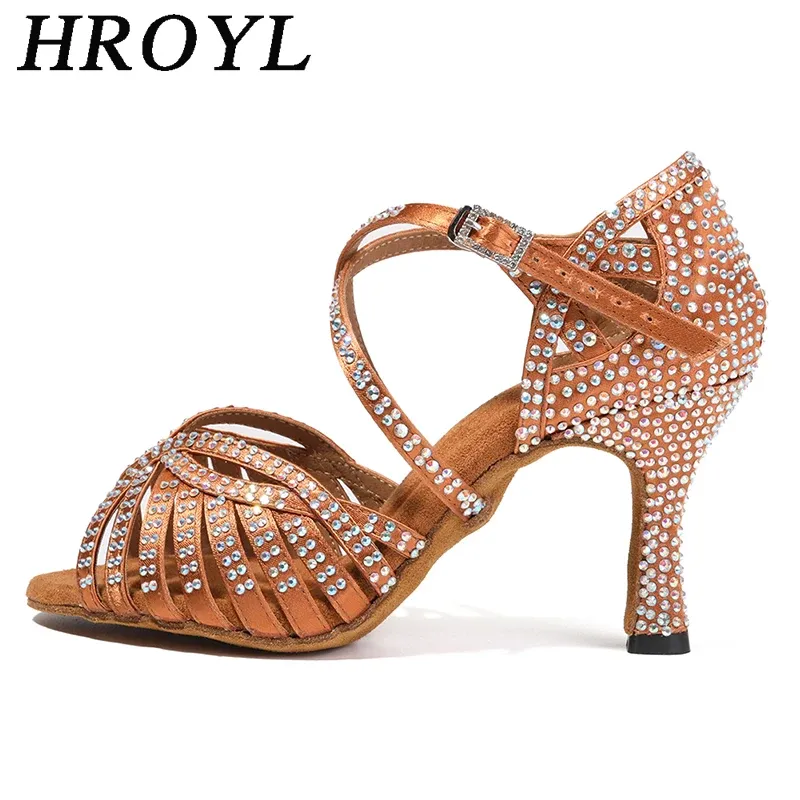 Сапоги Hroyl Women Latin Dance Shoes High каблуки для девочек блестящий варень