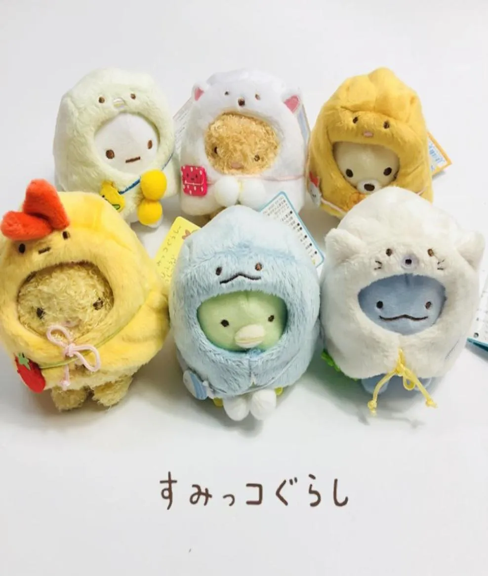 6PCLOlot Sumikko Gurashi Sanx Corner Bio Plush Toys Blak wisiorki Zabawne zaburzenia Zwierzęta Piękne torba Chwytowa lalka Prezent7693394